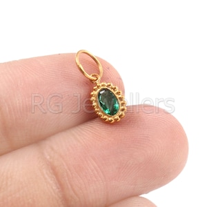 Natural Emerald Charm, 18k Gold Charm, Emerald Gold Charm, Solid Gold Charm, Handmade Gold Charm, Solid Gold Pendant, Gift for Her