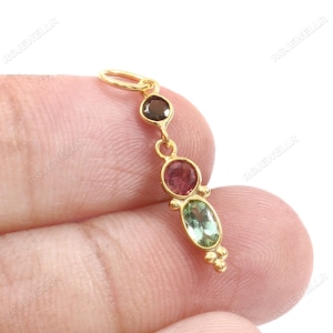 Tourmaline Gold Charm, Solid 18k Gold Charm, Dainty Charm, Handmade Charm Pendant, Gemstone Charm, Birthstone Charm, Tourmaline Charm