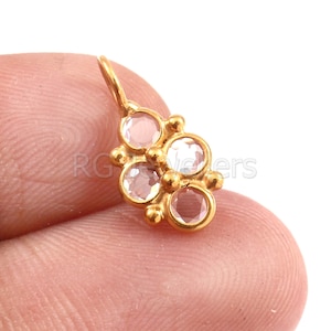 Handmade 18k Gold Charm: Dainty Rose Cut Diamond Pendant