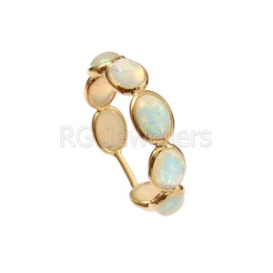 Handmade 18k Gold Ethiopian Opal Eternity Band Ring