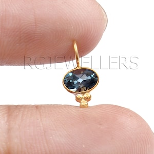 Handmade 18k Gold London Blue Topaz Charm Pendant