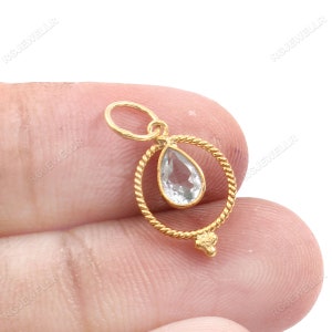 Blue Topaz Gold Charm, Solid 18k Gold Charm, Dainty Charm, Handmade Charm Pendant, Gemstone Charm, Birthstone Charm, Blue Topaz Gold Charm