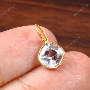 Blue Topaz Gold Charm, Solid 18k Gold Charm, Dainty Charm, Handmade Charm Pendant, Gemstone Charm, Birthstone Charm, Blue Topaz Gold Charm
