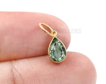 Handmade 18k Gold Prehnite Charm: Dainty Flower Pendant