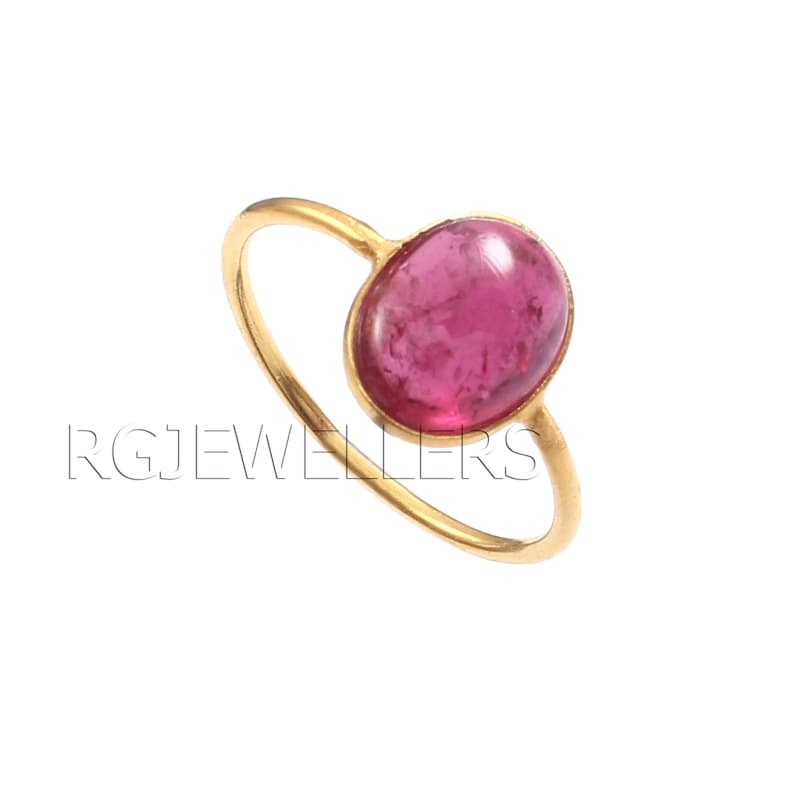 Easy Problem Statement Handmade 18k Gold Pink Tourmaline Ring: Oval Gemstone Statement Ring ...