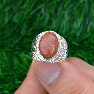 Natural Goldstone Ring, 925 Sterling Silver Ring, Birthstone Ring, Goldstone  Gemstone Black Oxidized Ring, Statement Ring , Unisex Ring