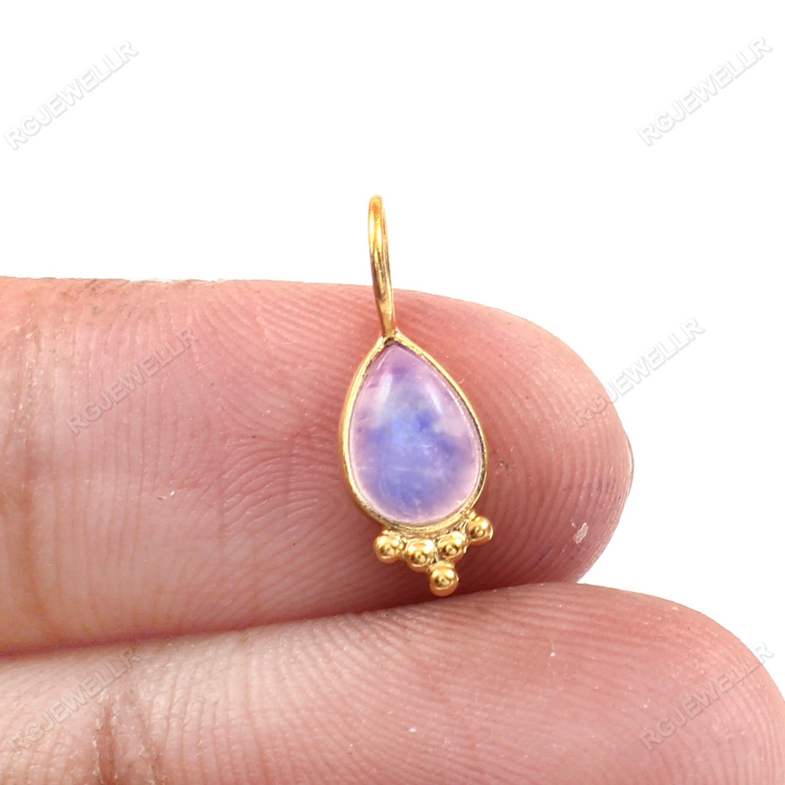 Moonstone Gold Charm, Solid 18k Gold Charm, Dainty Charm, Handmade Charm Pendant, Gemstone Charm
