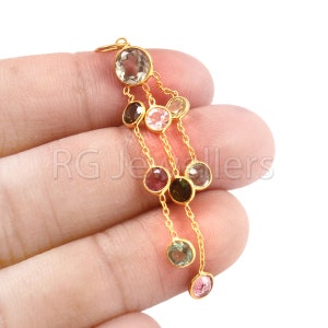 Handmade 18k Gold Multi Tourmaline Charm Pendant
