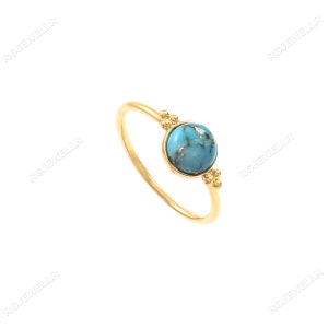 Blue Copper Turquoise Ring, 18k Solid Gold Ring, Handmade Ring, Statement Ring, Engagement Ring, Turquoise Gold Ring, Gift For Her