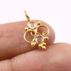 Handmade 18k Gold Rose Cut Diamond Charm Pendant