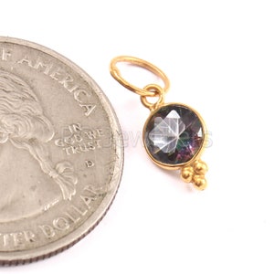 Handmade 18k Gold Mystic Topaz Charm: Rainbow Pendant