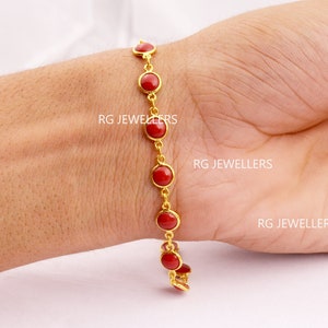 Handgemaakte 14k-18k gouden armband: natuurlijke rode koraal edelsteen