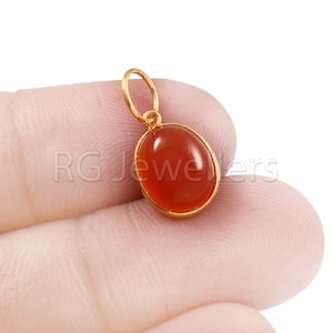 Handmade 18k Gold Carnelian Charm: Natural Orange Gemstone Pendant
