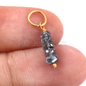 Handmade 18k Gold Kyanite Beaded Charm Pendant