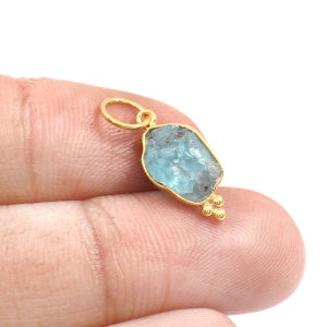 Raw Apatite Charm: 18k Gold Handmade Pendant