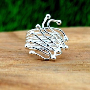 Wire Wrapped Ring ,925 Sterling Silver Wrap Ring, Handmade Adjustable Ring, Statement Wraparound Silver Wire  Ring