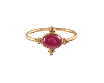 Handmade 18k Gold Ruby Ring: Minimalist Gemstone Statement Ring