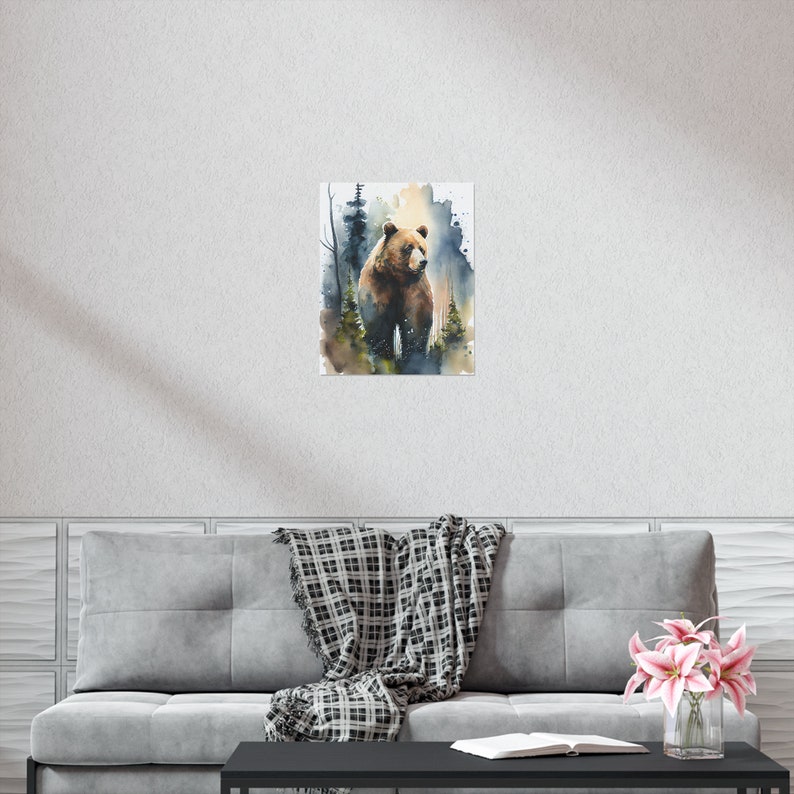 Bear in the Forest Watercolor Painting Wall Art Home Decor - Etsy
