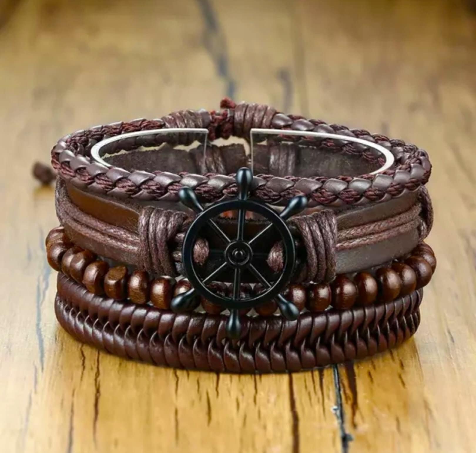 Layered 2024 leather bracelets