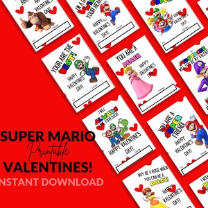 Mario Valentines, Super Mario Printable, Super Mario Valentines, Klassenzimmer Valentines, Mario Valentines Printable