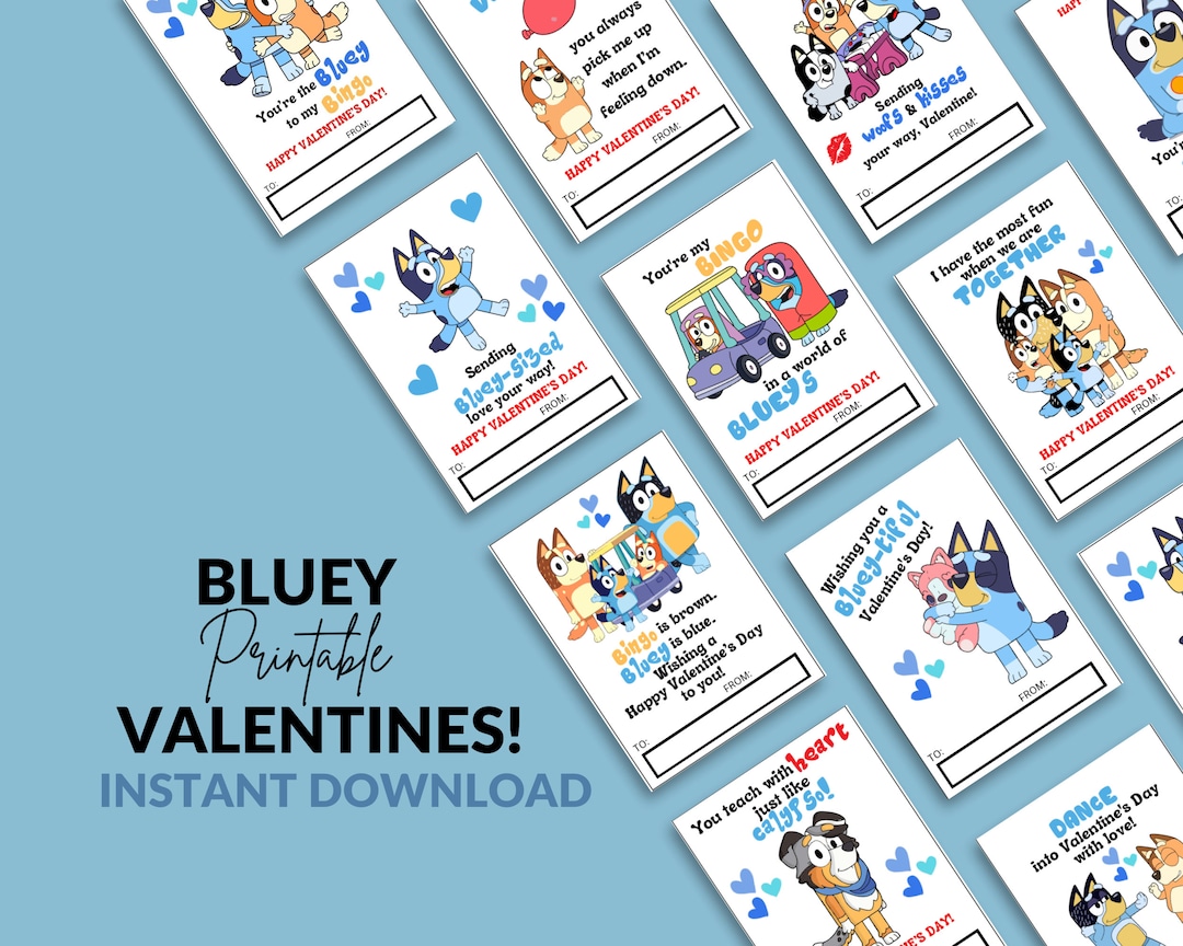 Bluey Valentines, Bluey Printable Valentines, Classroom Valentines ...