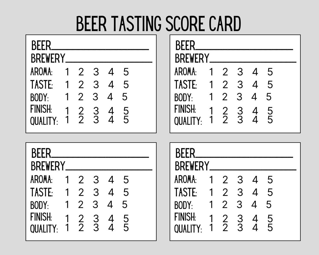 Printable Beer Tasting Card, Beer Tasting Sheet, for Print Only, Beer