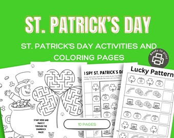 St. Patrick's Printables kids, St. Patrick's Day, St. Patrick's Day Activities, Instant download, St. Patrick's Day Games