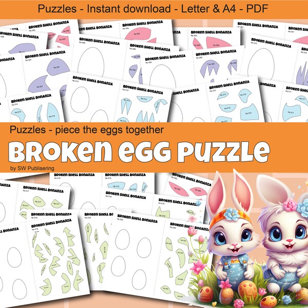 PRINTABLE easter PUZZLE 20 pages of easter egg puzzles