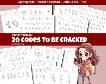 Brain-Boosting Cryptograms: 20 Printable Puzzles for Youngsters (PDF Instant Download)