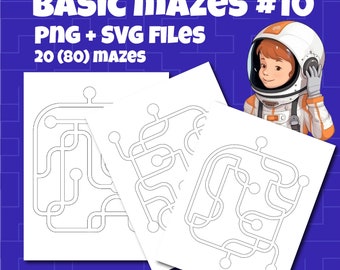 Your Own Maze Adventure: 20 base mazes can become 80 mazes.  Designs for Children's DIY Fun! PNG SVG