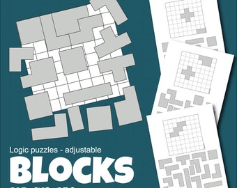 Basic block puzzle for children Ready to be customized and  decorated by you 20 puzzles PNG SVG PDF with solutions