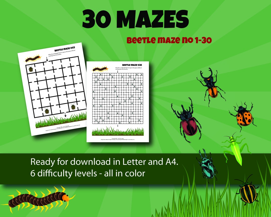 30 Mazes for Kids  6 Levels of Difficulty  Medium to Hard