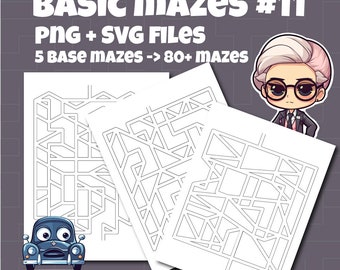 Make Your Own Maze Adventure: 5 base mazes can be 80+ Designs for Children's DIY Fun! PNG SVG