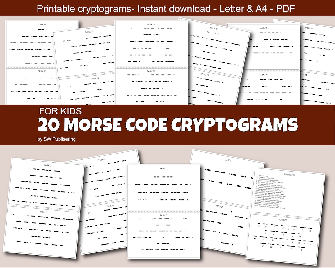 20 CRYPTOGRAMS for Kids With Morse Code, Printable, Instant Download ...