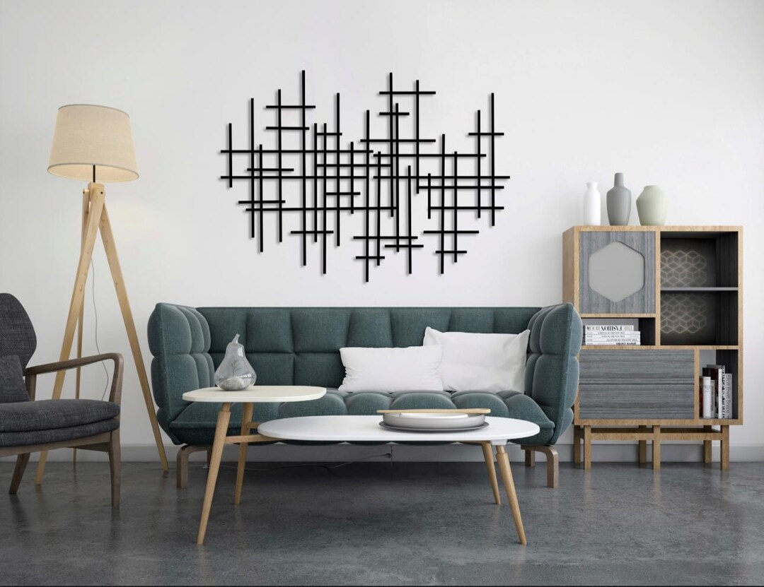 Minimalist Metal Line Art, Modern Geometric Metal Wall Decor, Linear ...