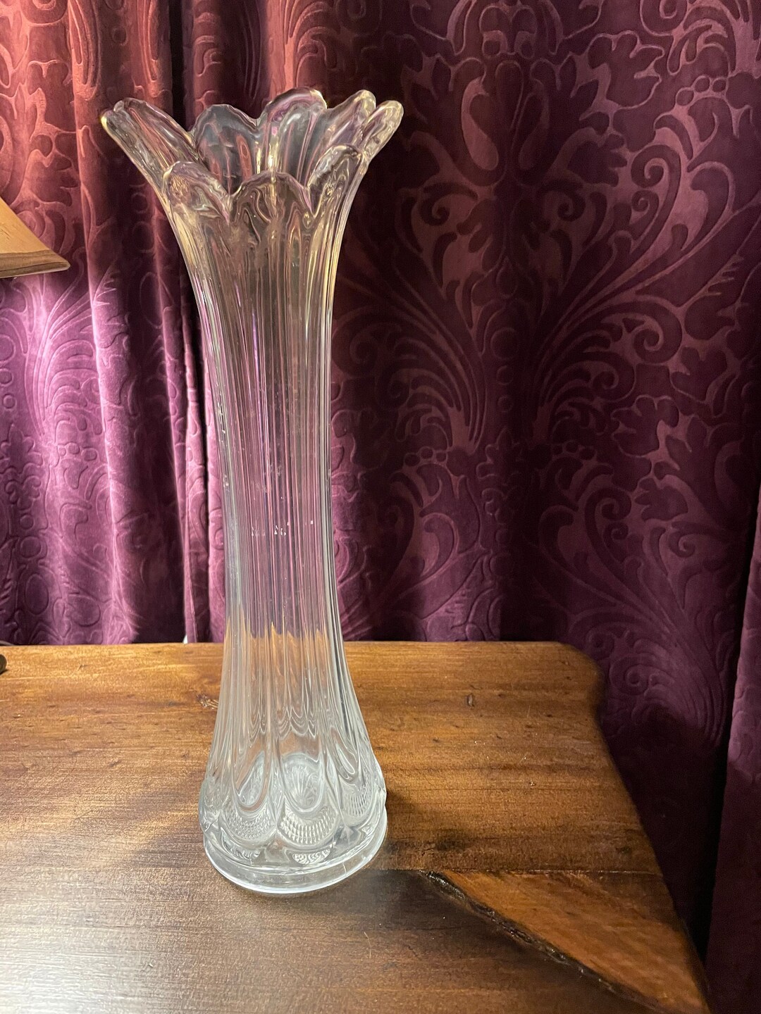 Clear Swung Vase Tall Clear Vase Swung Vase Collectible Etsy