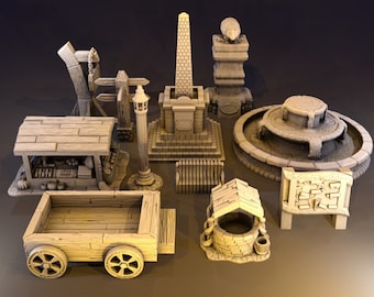 Town Decorations, DnD Miniature Terrain, Dungeons and Dragons, D&D, Pathfinder, Scatter, Wargaming, Tabletop, 28mm