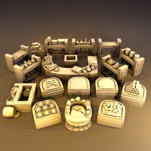 Alchemist Furnishings Set, DnD Miniature Terrain, Dungeons and Dragons, D&D, Pathfinder, Scatter, Wargaming, Tabletop, 28mm