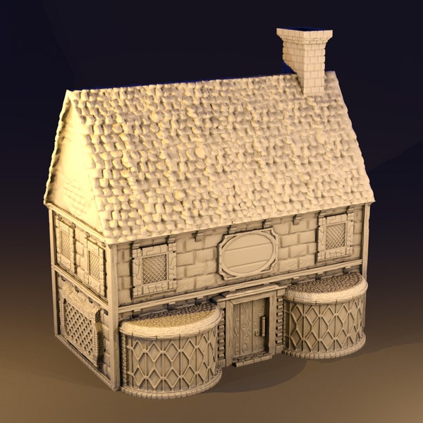 Adventuring Emporium Shop/Store - Playable Gridded Building 28mm Scale - 3D Printed Building for D&D, Pathfinder, Tabletop Games