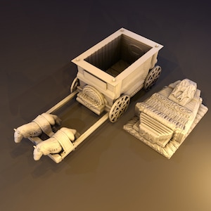 Playable Caravan/Wagon with Horses, DnD Miniature Terrain, Dungeons and Dragons, D&D, Pathfinder, Scatter, Wargaming, Tabletop, 28mm