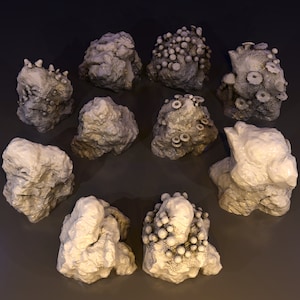 D&D Rocks Scatter Terrain, 28mm Dungeons and Dragons Mushroom Terrain, Mountain Cave DND Decorations, Forest Cliff Tabletop Models