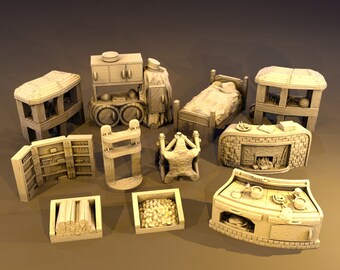 Blacksmith Furnishings, DnD Miniature Terrain, Dungeons and Dragons, D&D, Pathfinder, Scatter, Wargaming, Tabletop, 28mm