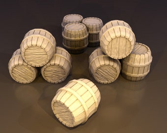 Barrels, DnD Miniature Terrain, Dungeons and Dragons, D&D, Pathfinder, Scatter, Wargaming, Tabletop, 28mm