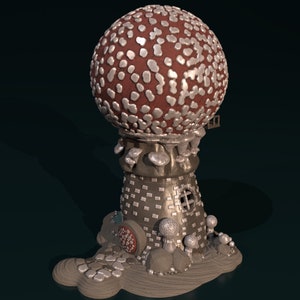 28mm Scale Mushroom Terrain - 5-Floor Playable Building for Tabletop Gaming - 3D Printed PLA Tower - RPG Scenery for Dnd and Pathfinder