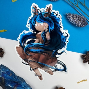 Etiqueta da menina de coelho | Adesivo de vinil, menina lebre, menina coelho, personagem, estilo chibi, fofo