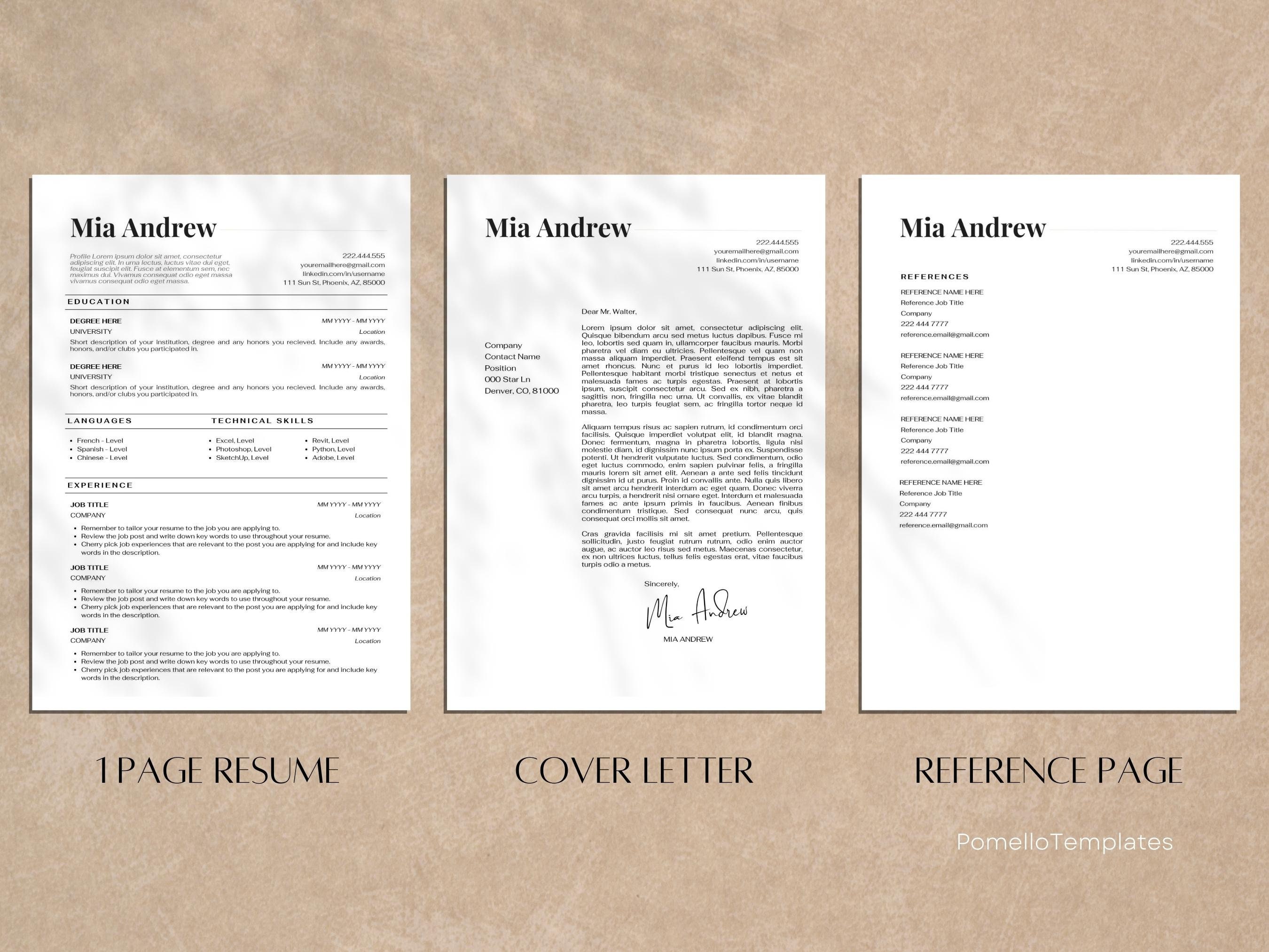 1 Page Resume Template, Professional Resume Template Canva ...