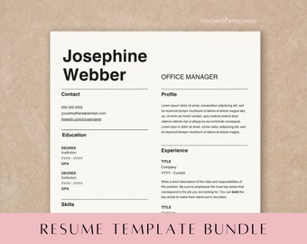 Resume Template Canva, Professional Resume Template, CV Professional, Modern Resume Template, Executive CV, Minimalist Resume