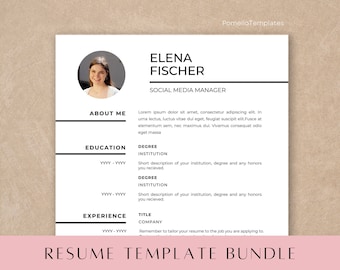 1 and 2 Page Resume with Photo, CV Template Canva, Professional Resume Template, CV Professional, Modern Resume Template, Executive Resume