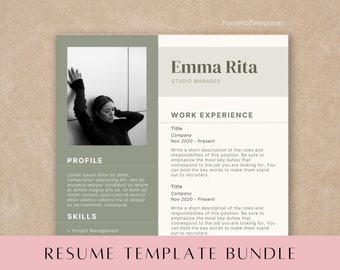 Resume Template with Photo, Professional Resume Template Canva, Creative, Simple CV Template with Picture, Resume and Cover Letter Template