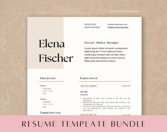 1 Page Resume Template, Professional Resume Template Canva, Professional Resume, Modern Resume Template, Executive CV, Minimalist Resume